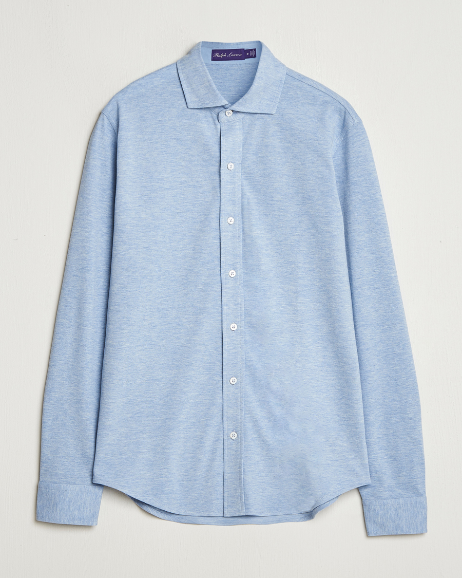 Herr | Skjortor | Ralph Lauren Purple Label | Cotton Piquet Shirt Light Blue