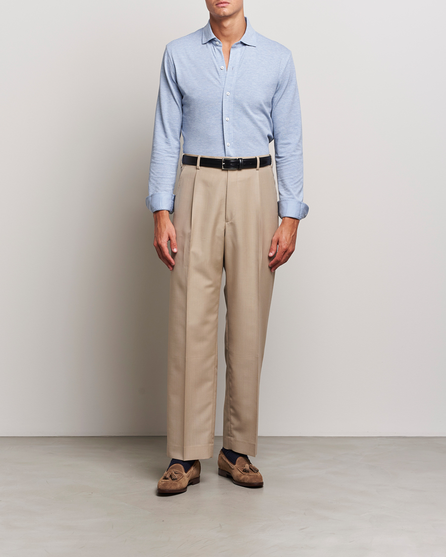 Herr | Skjortor | Ralph Lauren Purple Label | Cotton Piquet Shirt Light Blue