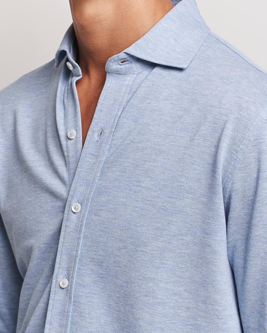 Herr | Skjortor | Ralph Lauren Purple Label | Cotton Piquet Shirt Light Blue