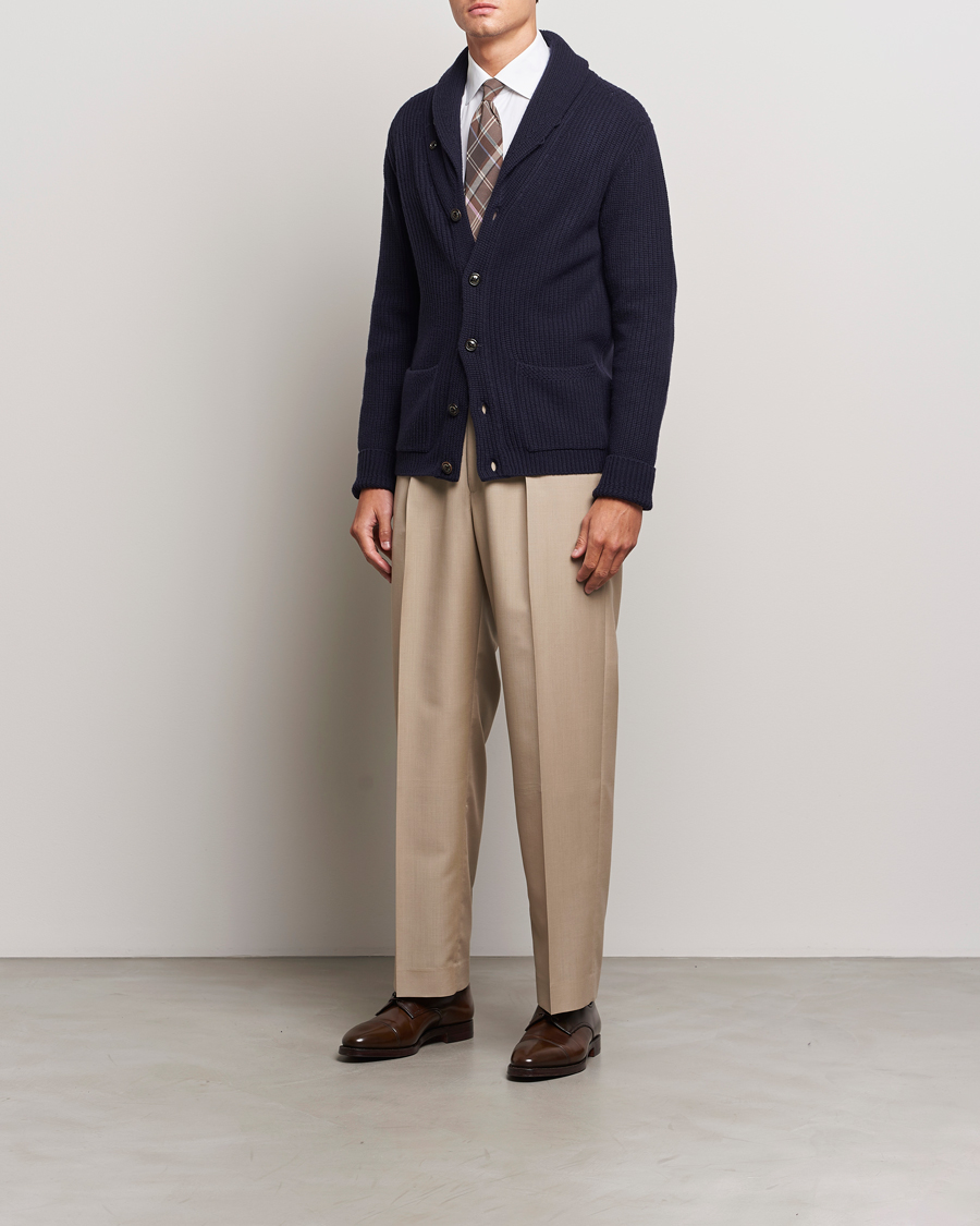 Herr | Tröjor | Ralph Lauren Purple Label | Cashmere Shawl Cardigan Navy