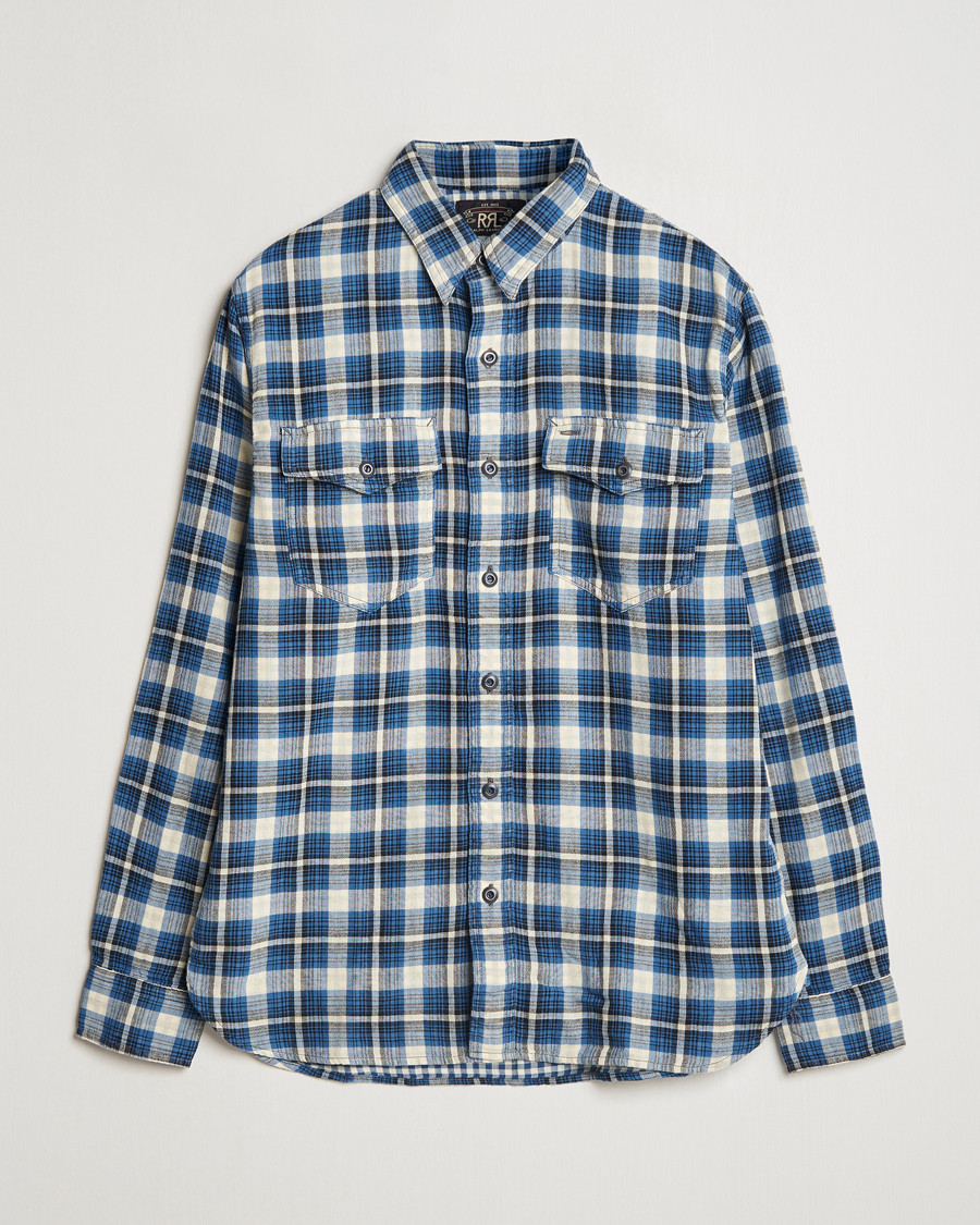 Herr | Skjortor | RRL | Herc Flannel Shirt Blue Check