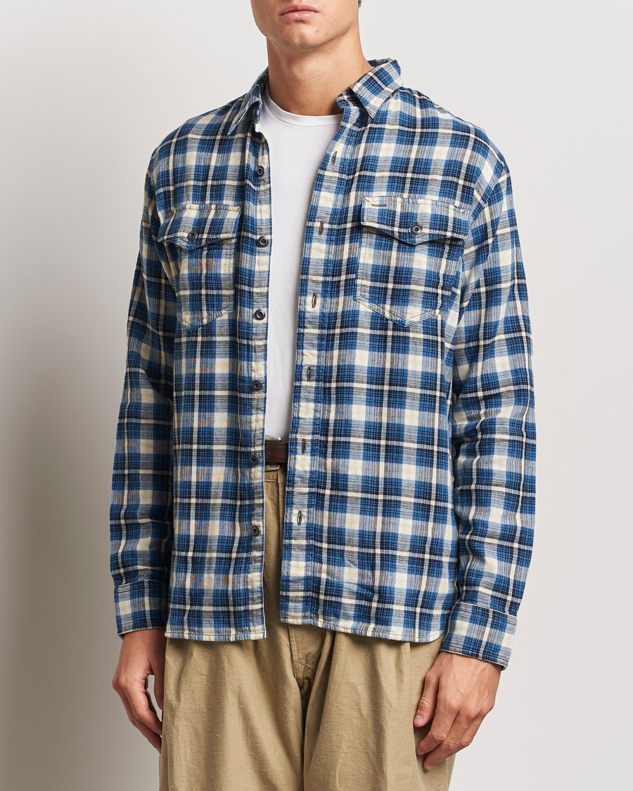 Herr | Skjortor | RRL | Herc Flannel Shirt Blue Check