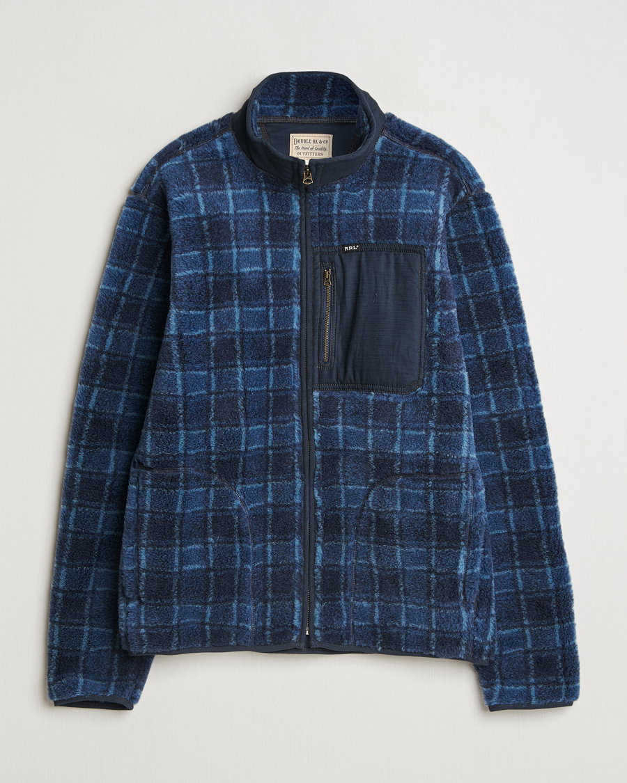 Herr | Tröjor | RRL | Gabe Fleece Full Zip Navy Plaid