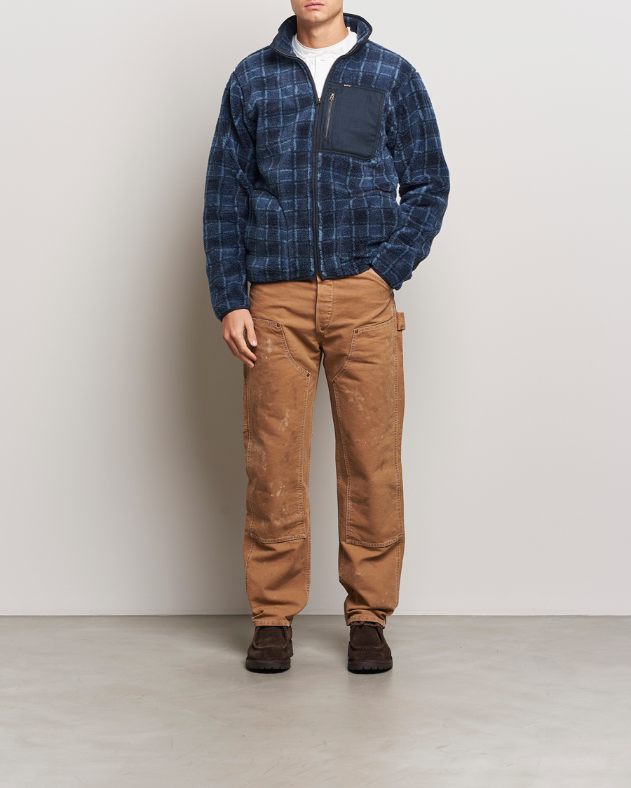 Herr | Tröjor | RRL | Gabe Fleece Full Zip Navy Plaid