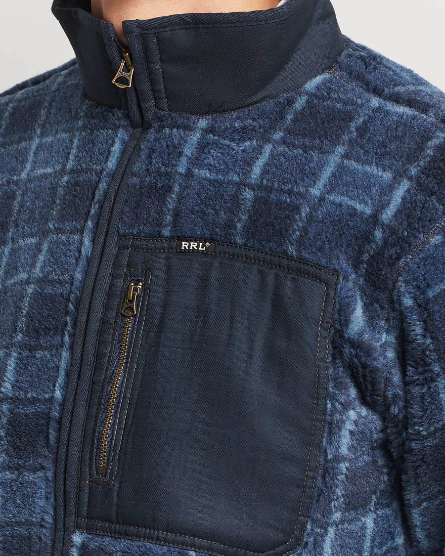 Herr | Tröjor | RRL | Gabe Fleece Full Zip Navy Plaid