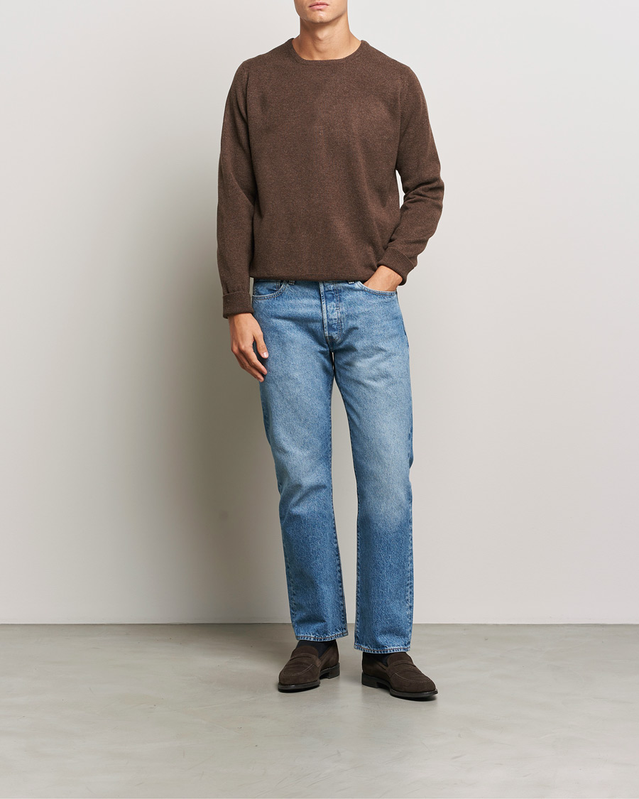 Herr | Tröjor | William Lockie | Rob Lambswool Crewneck Mocha