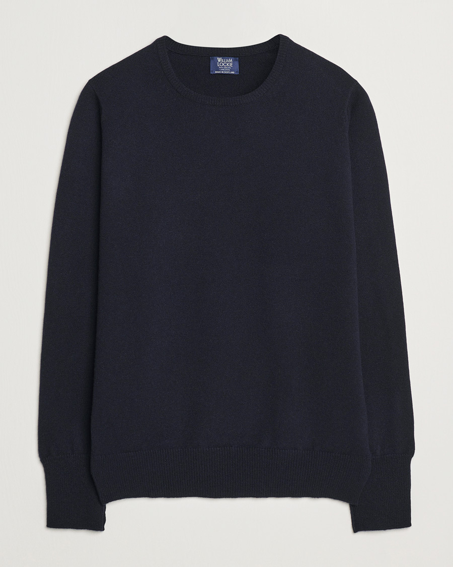 Herr | Tröjor | William Lockie | Rob Lambswool Crewneck Navy