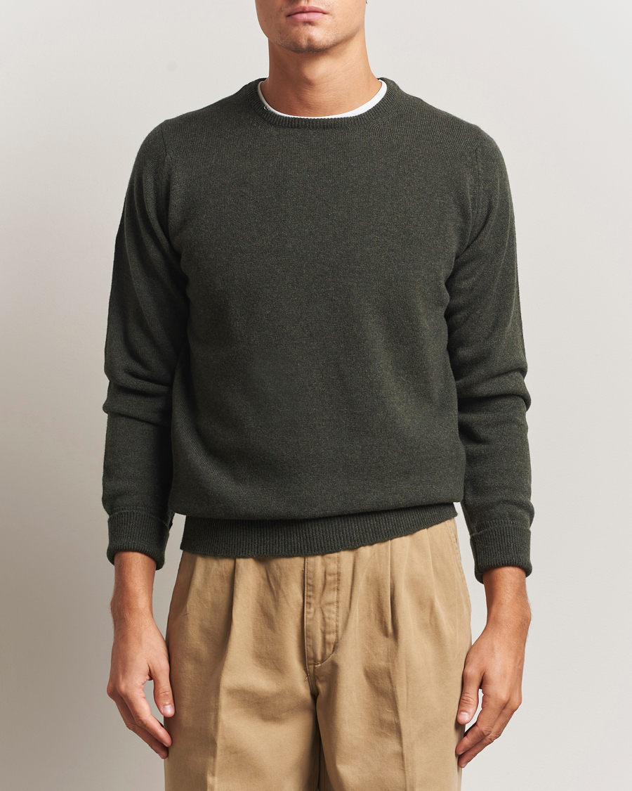 Herr | Tröjor | William Lockie | Rob Lambswool Crewneck Seaweed