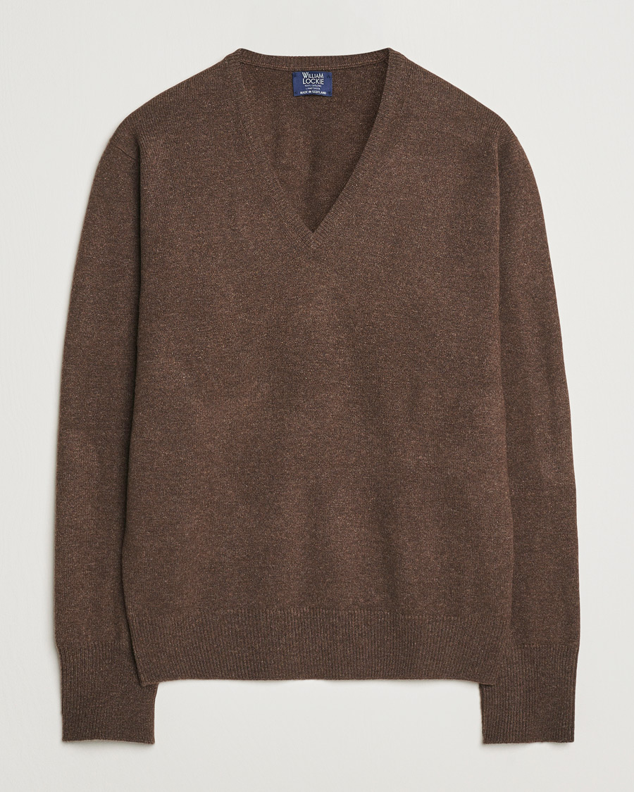 Herr | Tröjor | William Lockie | Rob Lambswool V-Neck Mocha
