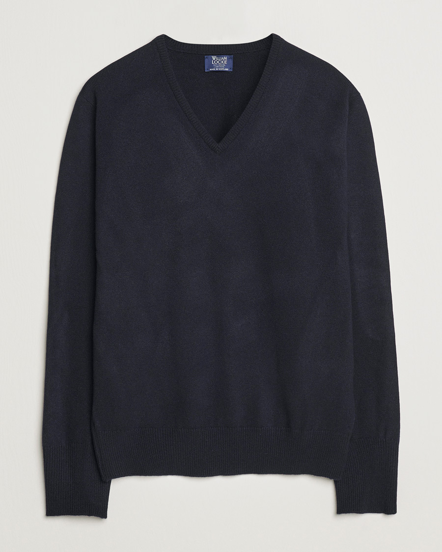 Herr | Tröjor | William Lockie | Rob Lambswool V-Neck Navy