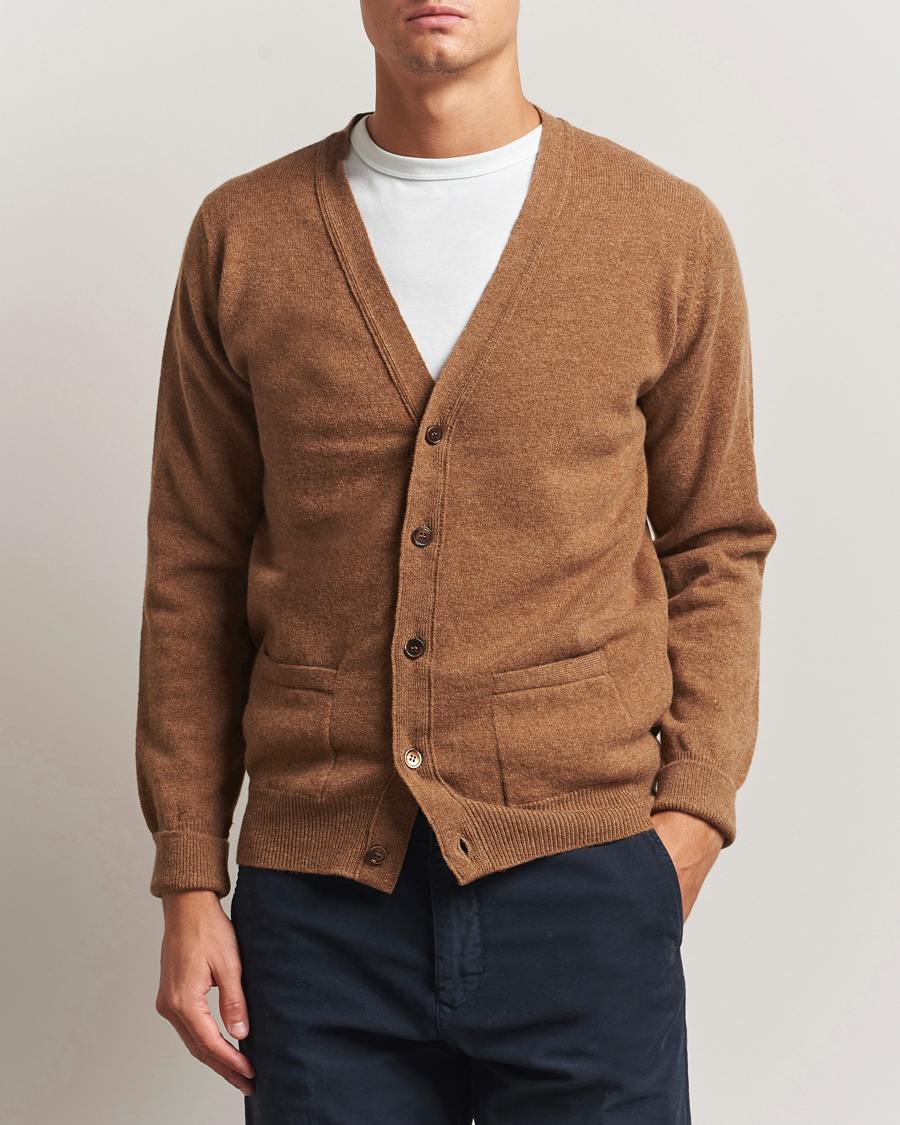 Herr | Tröjor | William Lockie | Rob Lambswool Cardigan Driftwood