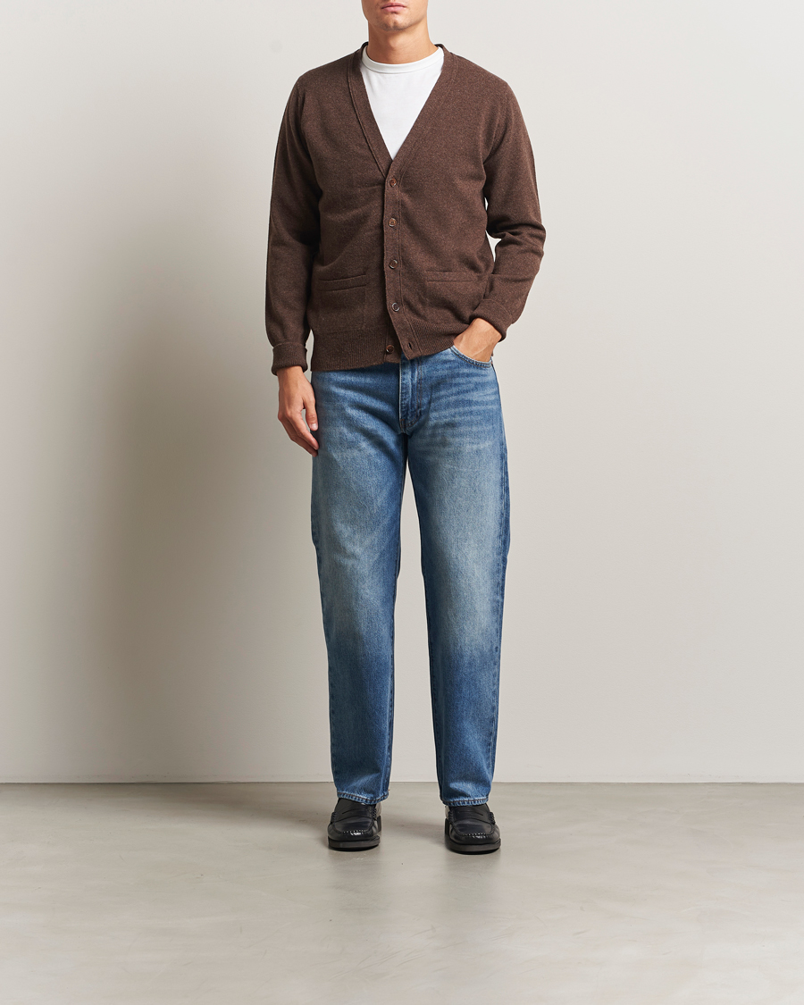 Herr | Tröjor | William Lockie | Rob Lambswool Cardigan Mocha