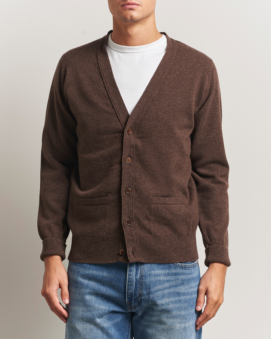Herr | Tröjor | William Lockie | Rob Lambswool Cardigan Mocha