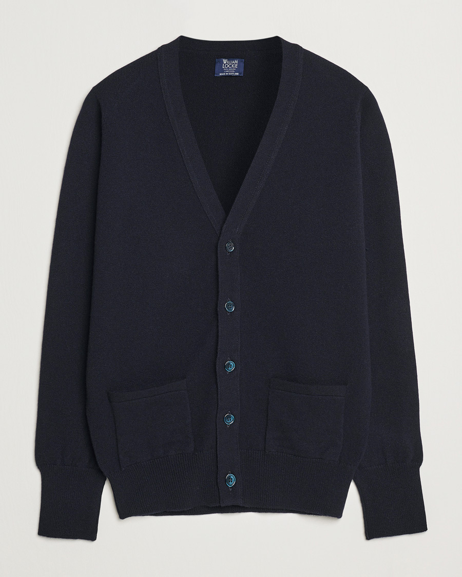 Herr | Tröjor | William Lockie | Rob Lambswool Cardigan Navy