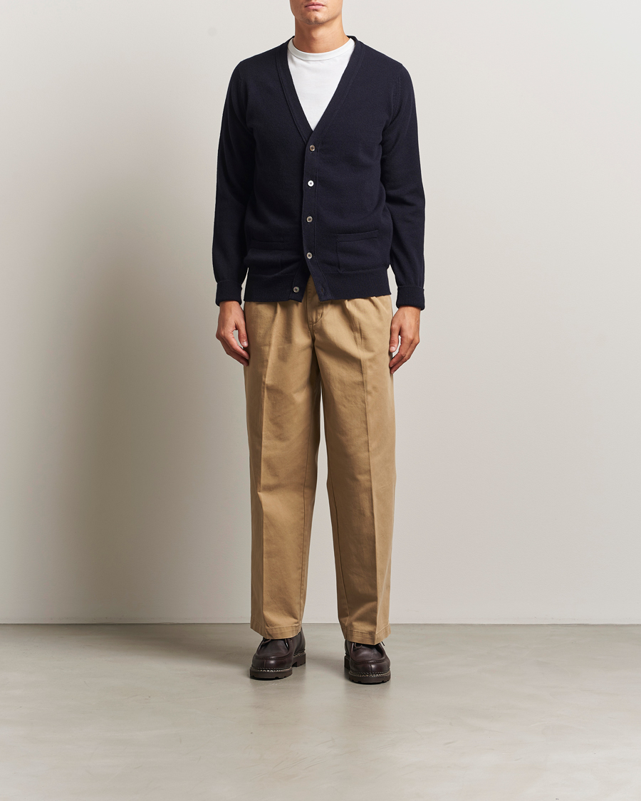 Herr | Tröjor | William Lockie | Rob Lambswool Cardigan Navy