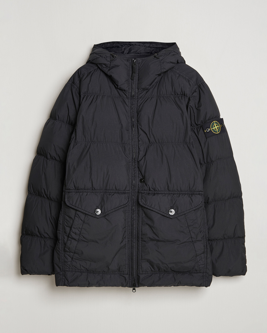 Herr | Jackor | Stone Island | Garment Dyed Recycled Nylon Down Hooded Jacket Black