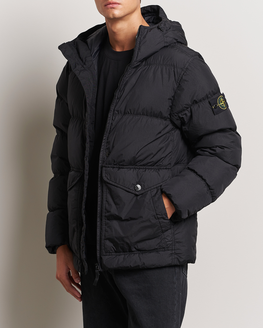 Herr | Jackor | Stone Island | Garment Dyed Recycled Nylon Down Hooded Jacket Black