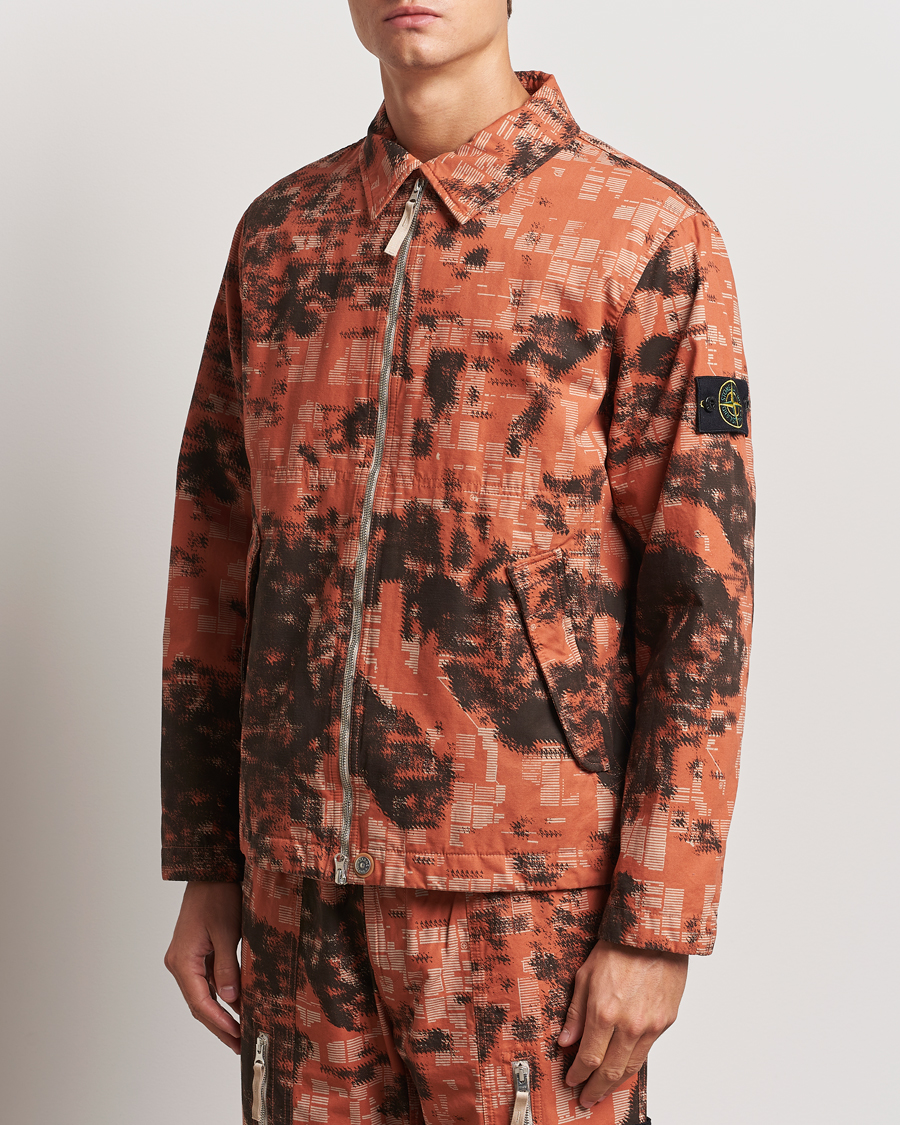 Herr | Jackor | Stone Island | David Light TC Garment Dyed Camo Jacket Orange