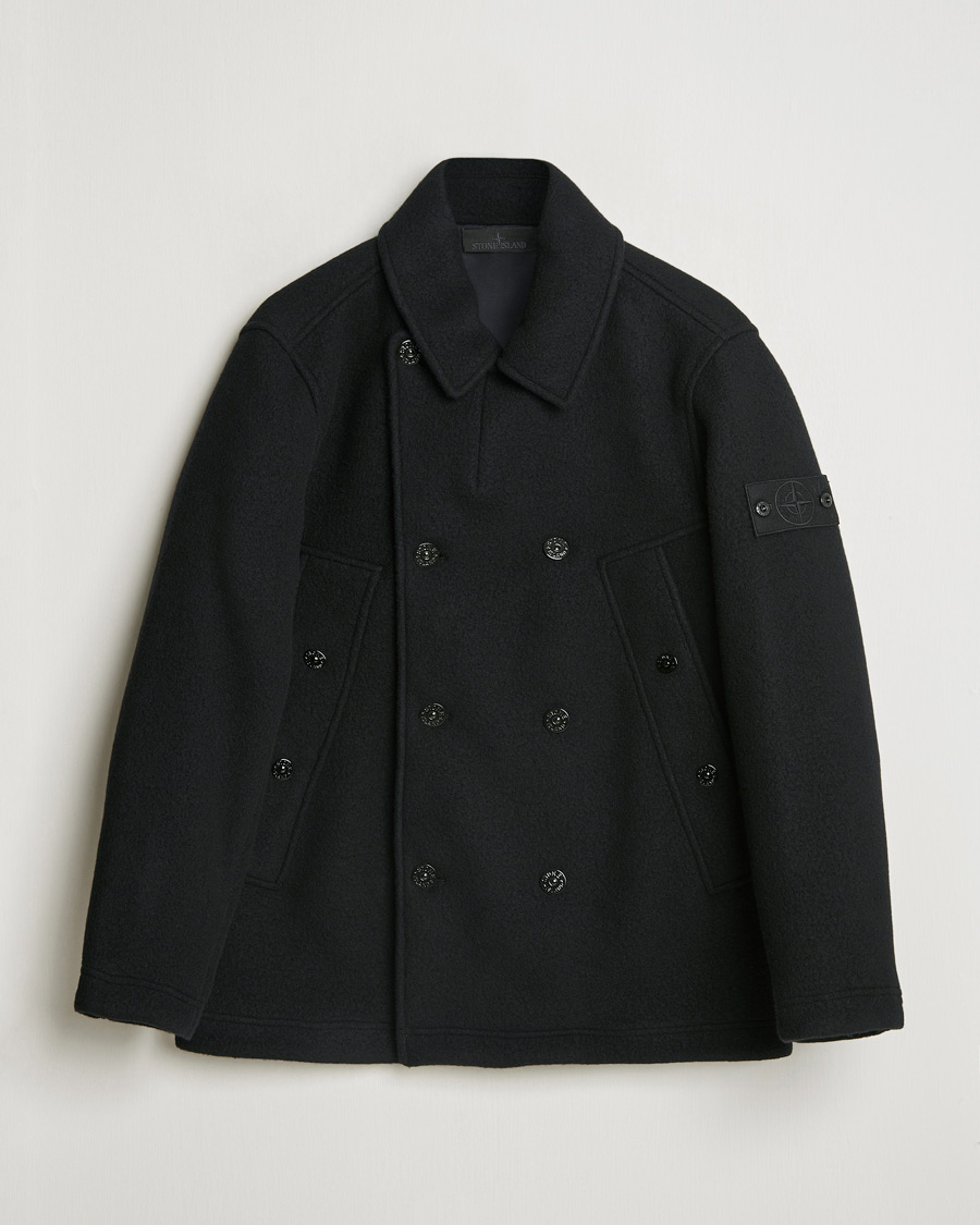 Herr | Jackor | Stone Island | Ghost Wool/Cashmere Peacoat Black