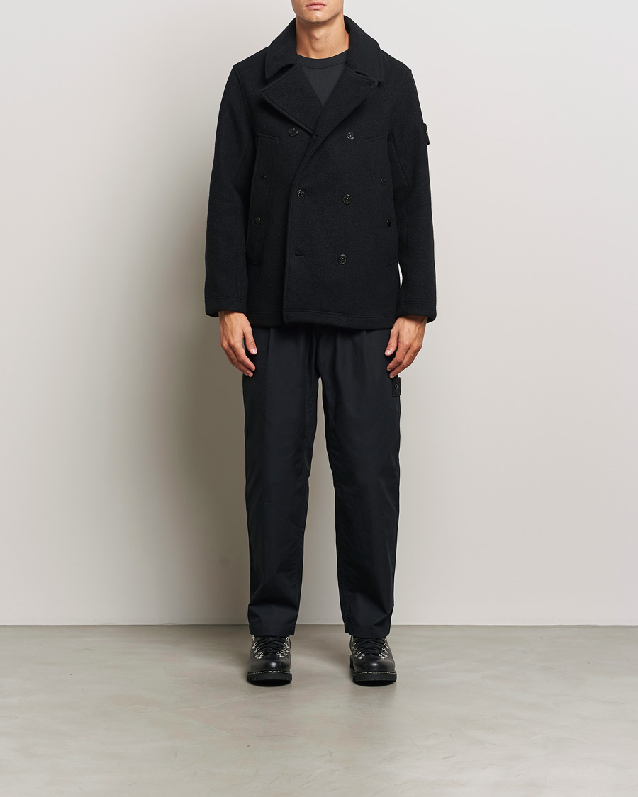 Herr | Jackor | Stone Island | Ghost Wool/Cashmere Peacoat Black