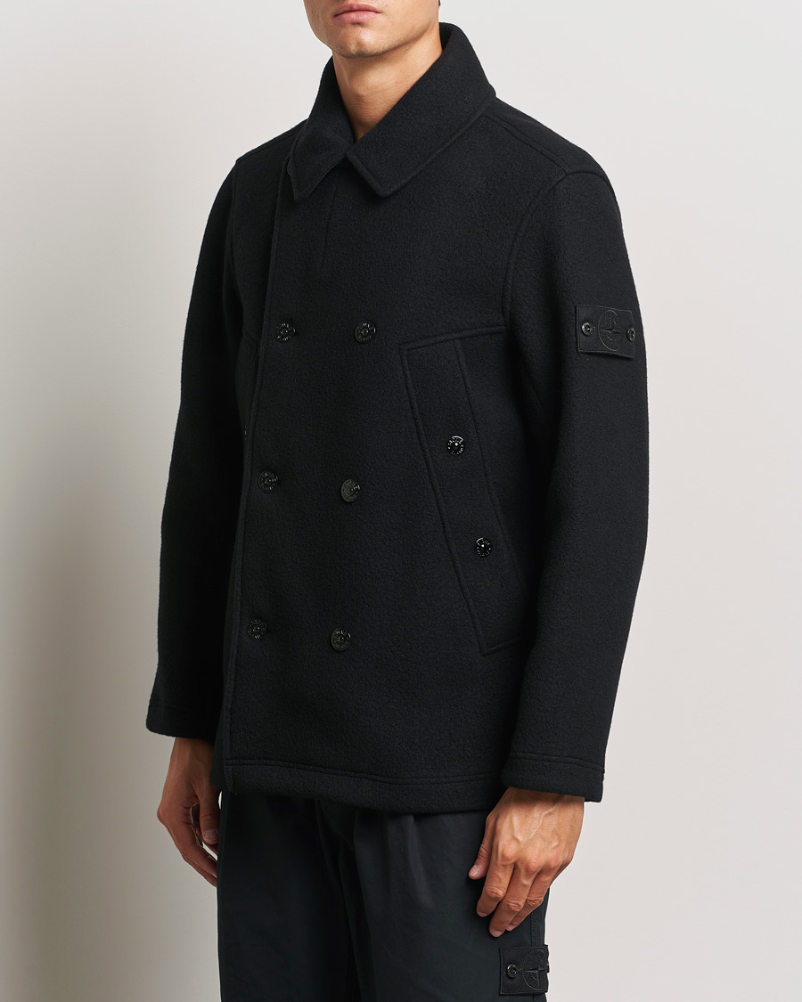 Herr | Jackor | Stone Island | Ghost Wool/Cashmere Peacoat Black