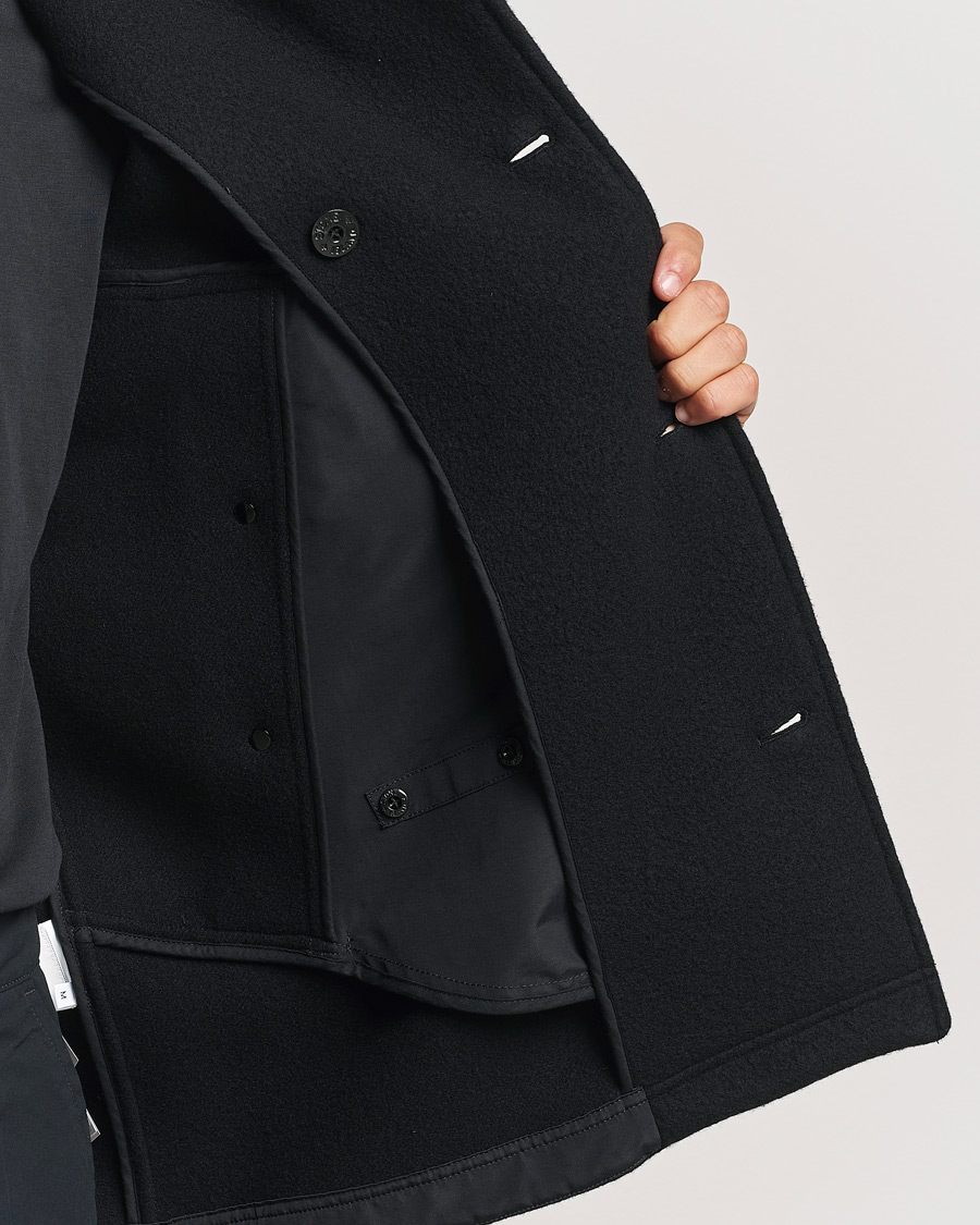 Herr | Jackor | Stone Island | Ghost Wool/Cashmere Peacoat Black
