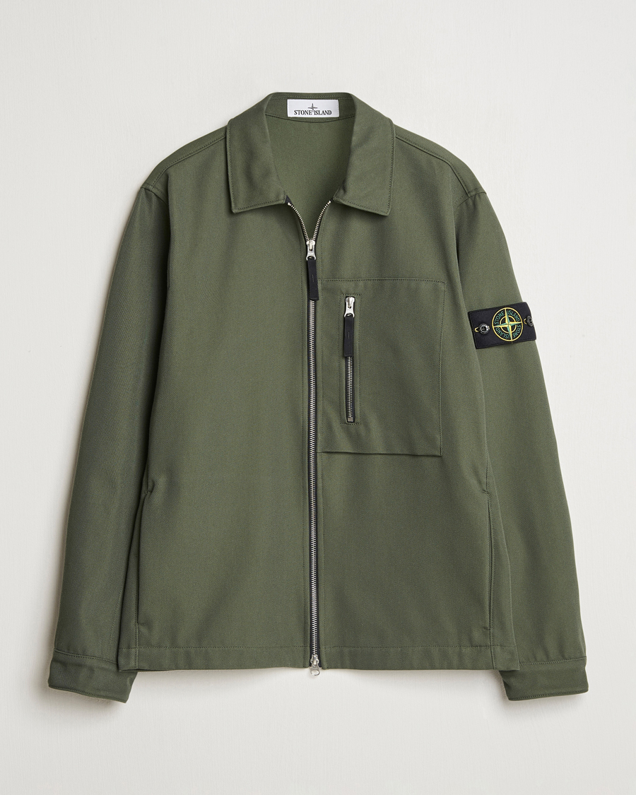 Herr | Skjortor | Stone Island | Cotton Nylon Zip Overshirt Musk