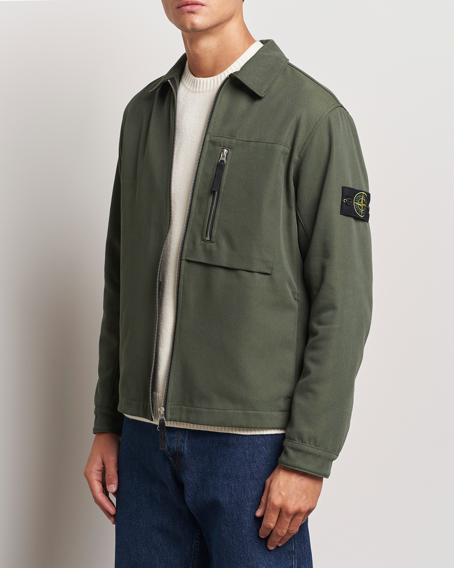Herr | Skjortor | Stone Island | Cotton Nylon Zip Overshirt Musk