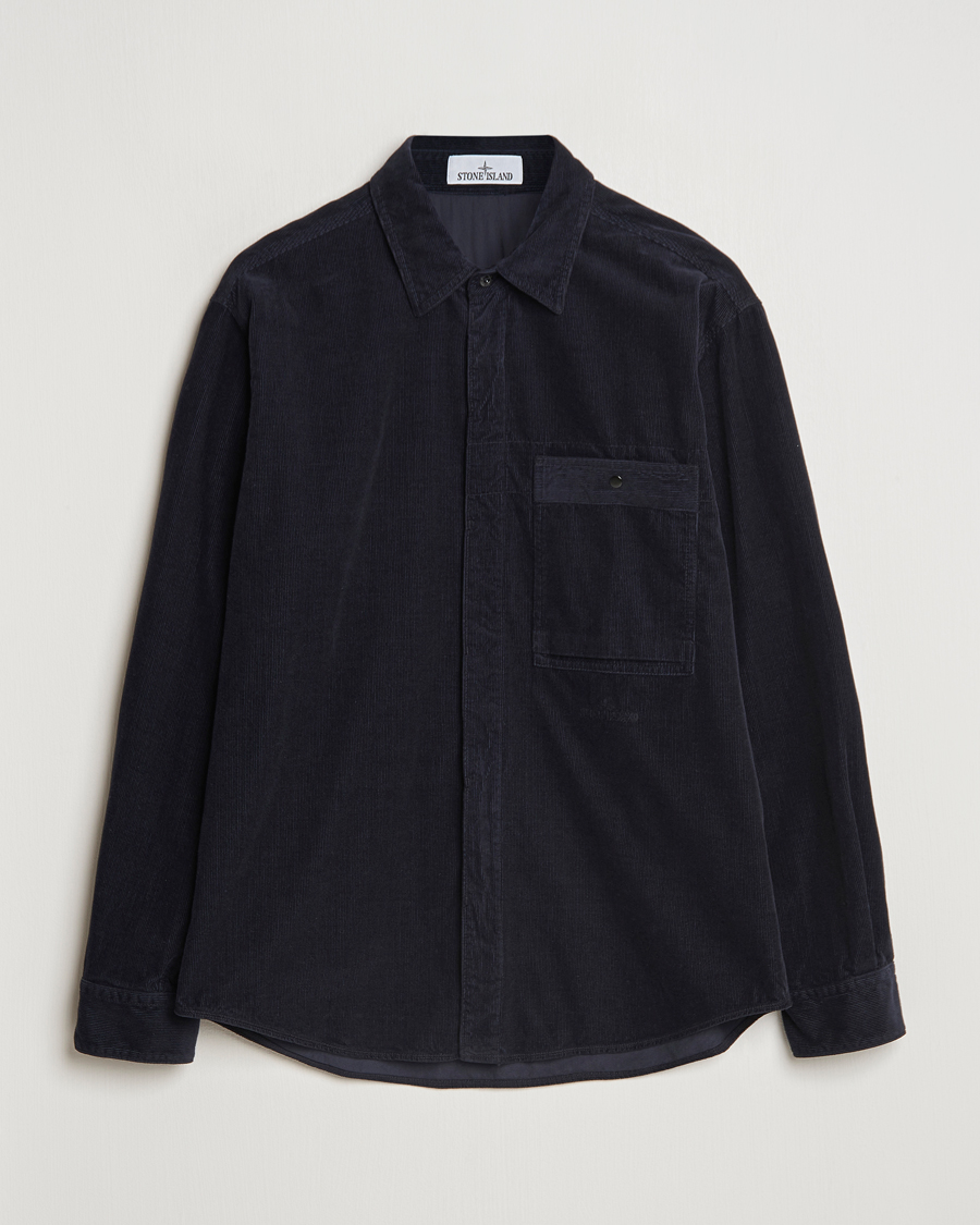 Herr | Skjortor | Stone Island | Cotton Cord Overshirt Navy Blue