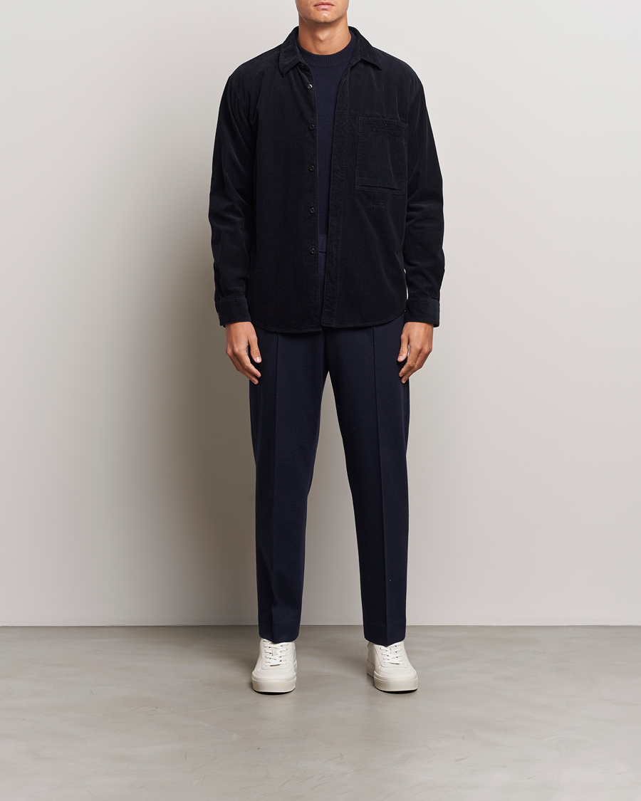 Herr | Skjortor | Stone Island | Cotton Cord Overshirt Navy Blue