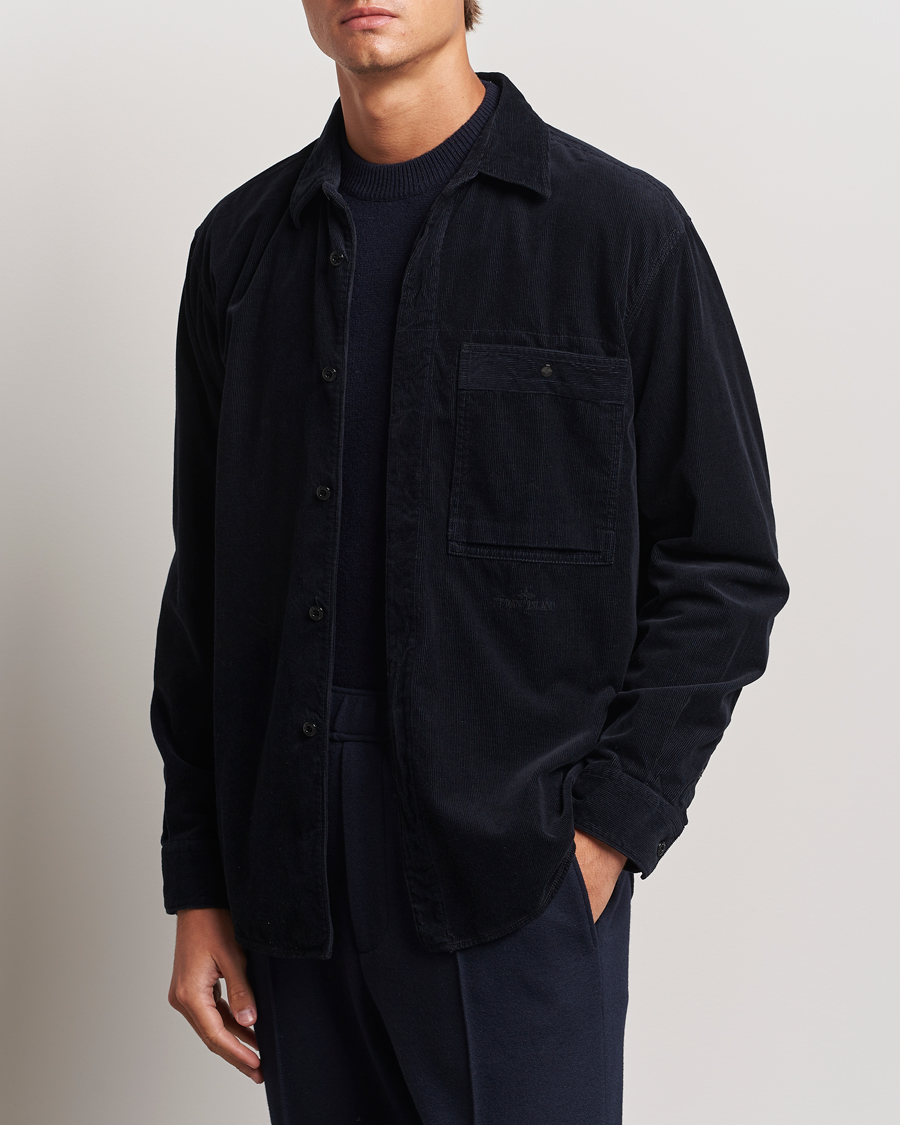 Herr | Skjortor | Stone Island | Cotton Cord Overshirt Navy Blue