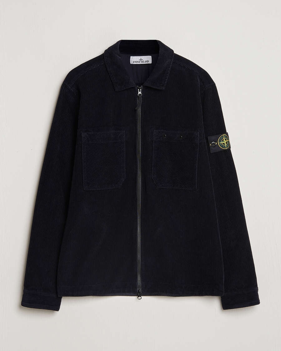 Herr | Skjortor | Stone Island | Garment Dyed Corduroy Overshirt Navy Blue