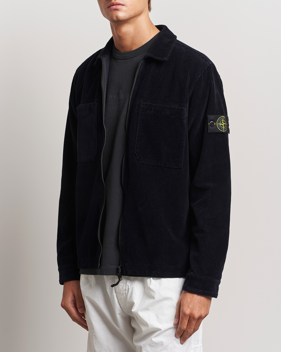 Herr | Skjortor | Stone Island | Garment Dyed Corduroy Overshirt Navy Blue