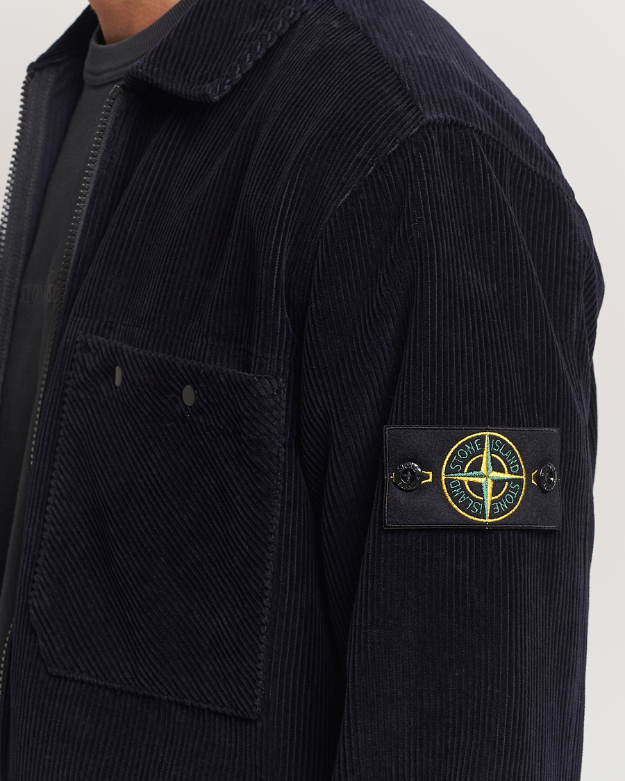 Herr | Skjortor | Stone Island | Garment Dyed Corduroy Overshirt Navy Blue