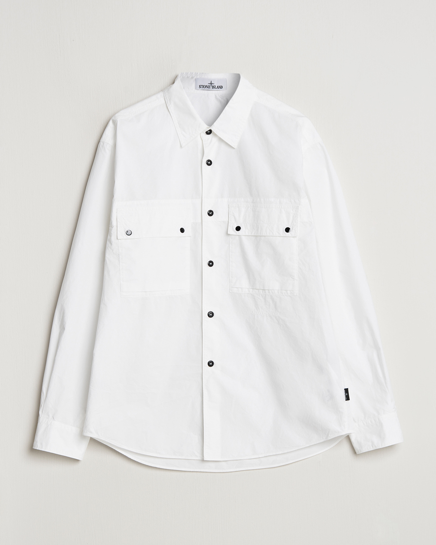 Herr | Skjortor | Stone Island | Garment Dyed Cotton Canvas Overshirt White