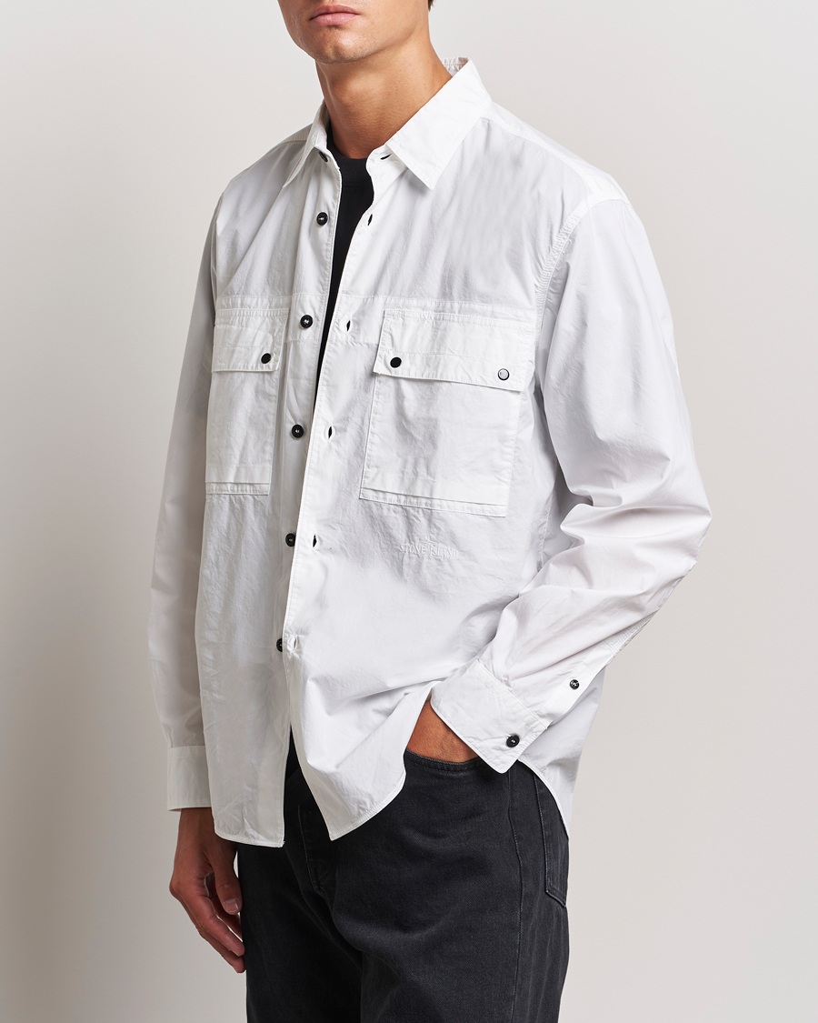 Herr | Skjortor | Stone Island | Garment Dyed Cotton Canvas Overshirt White