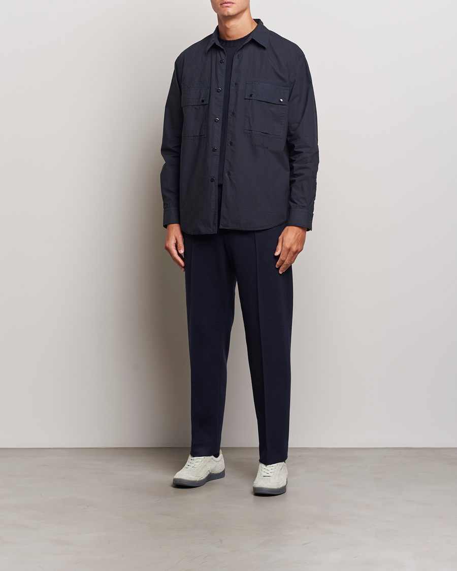 Herr | Skjortor | Stone Island | Garment Dyed Cotton Canvas Overshirt Navy Blue