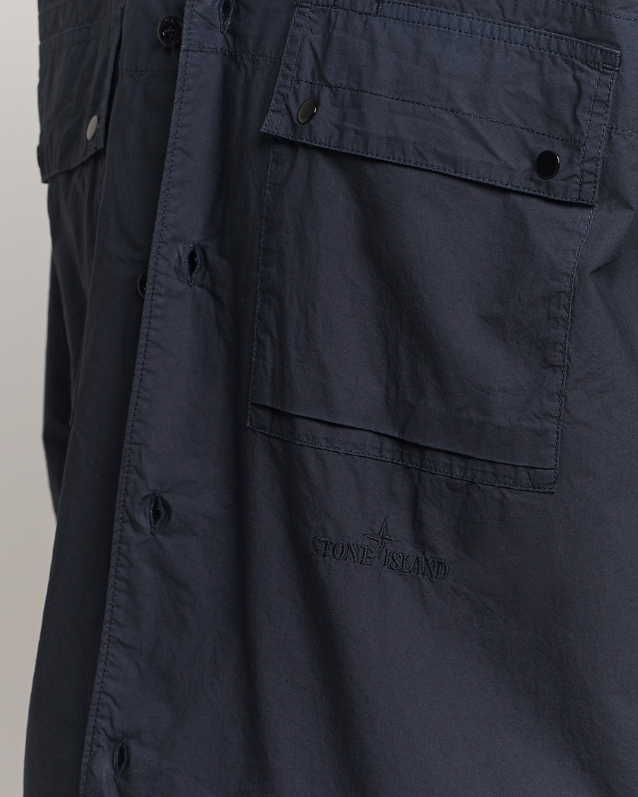 Herr | Skjortor | Stone Island | Garment Dyed Cotton Canvas Overshirt Navy Blue