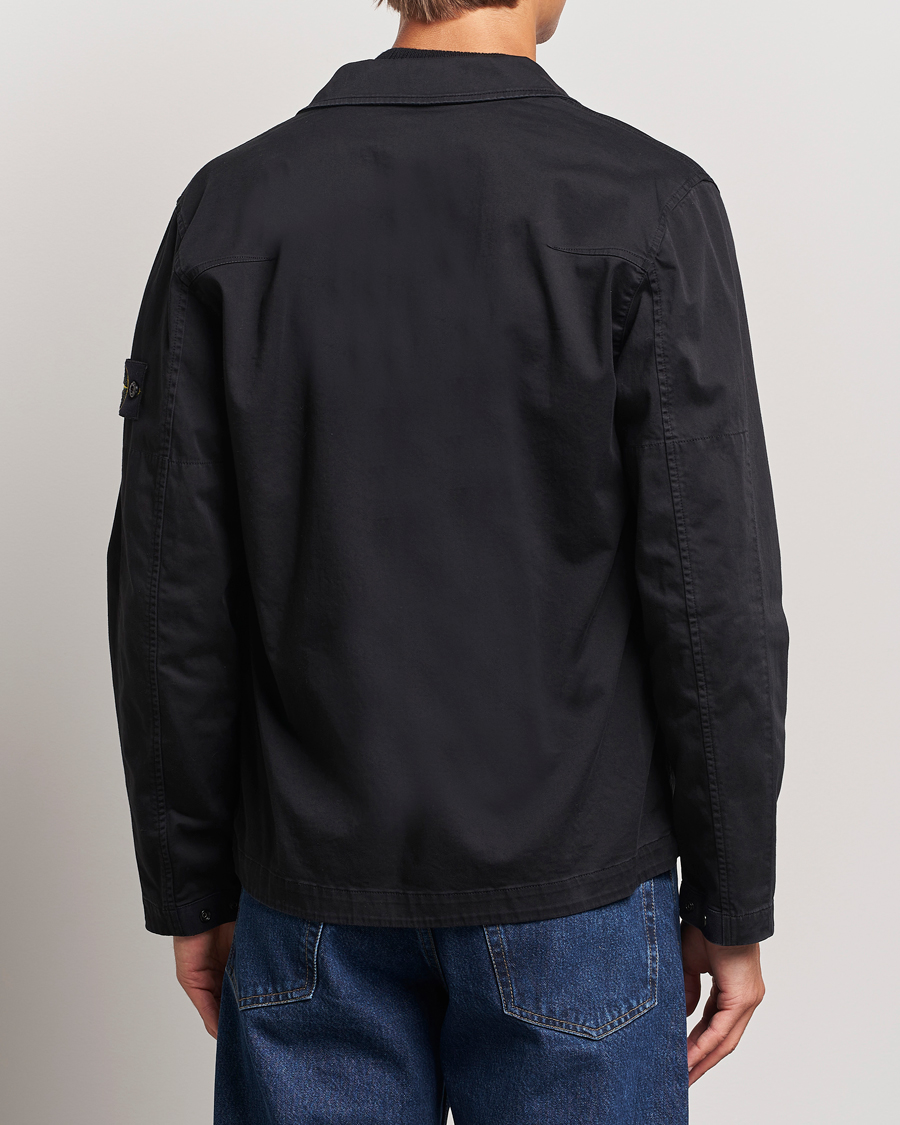 Herr | Skjortor | Stone Island | Garment Dyed Cotton Zip Overshirt Black