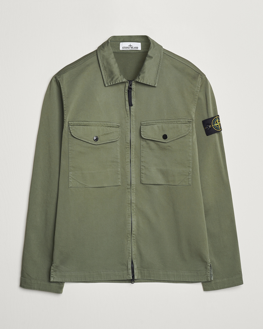 Herr | Skjortor | Stone Island | Garment Dyed Cotton Zip Overshirt Musk