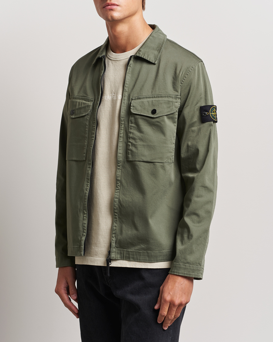 Herr | Skjortor | Stone Island | Garment Dyed Cotton Zip Overshirt Musk