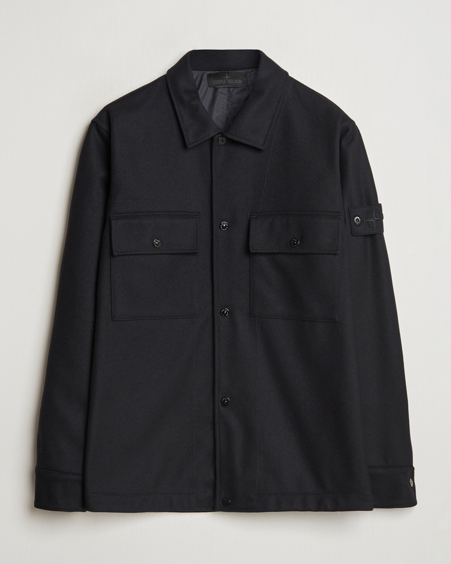 Herr | Skjortor | Stone Island | Ghost Wool/Nylon Flannel Overshirt Black