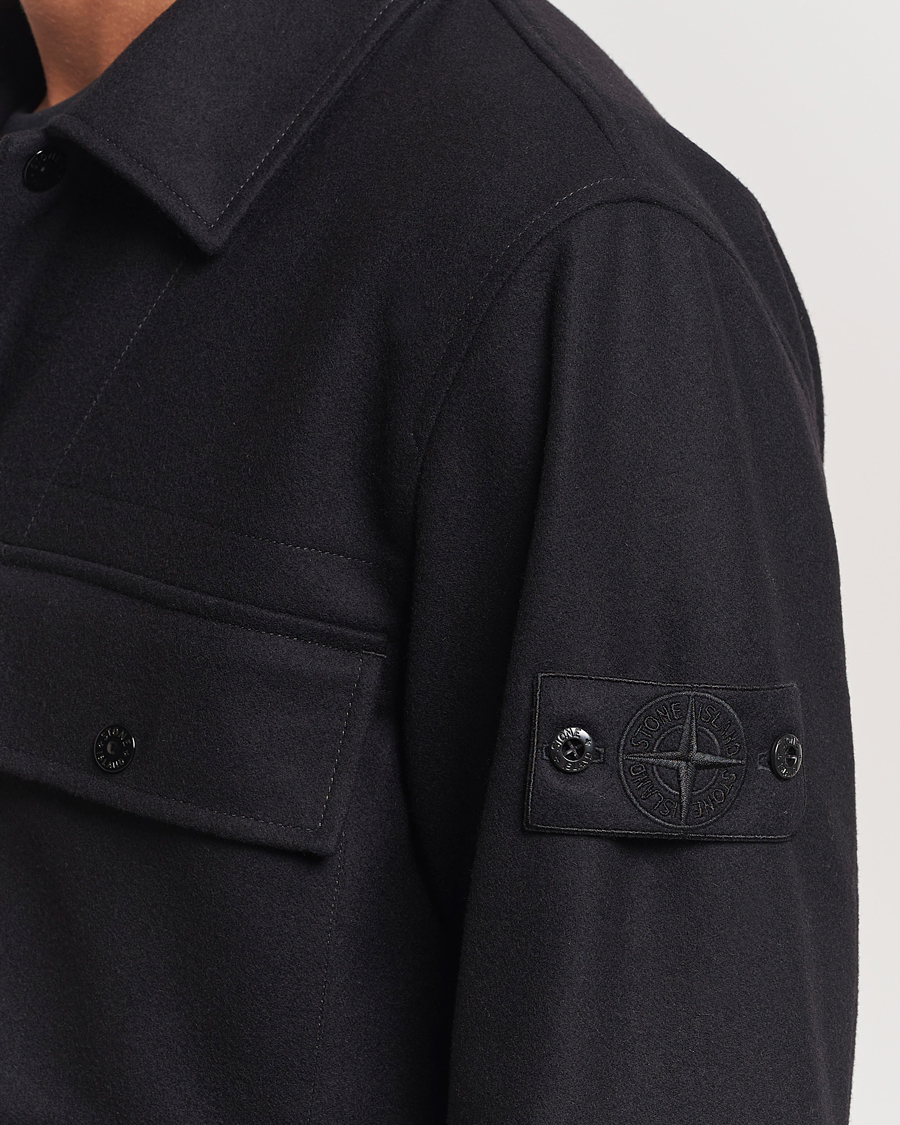 Herr | Skjortor | Stone Island | Ghost Wool/Nylon Flannel Overshirt Black
