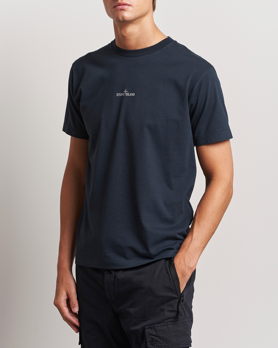 Herr | T-Shirts | Stone Island | Garment Dyed Jersey Logo T-Shirt Navy Blue