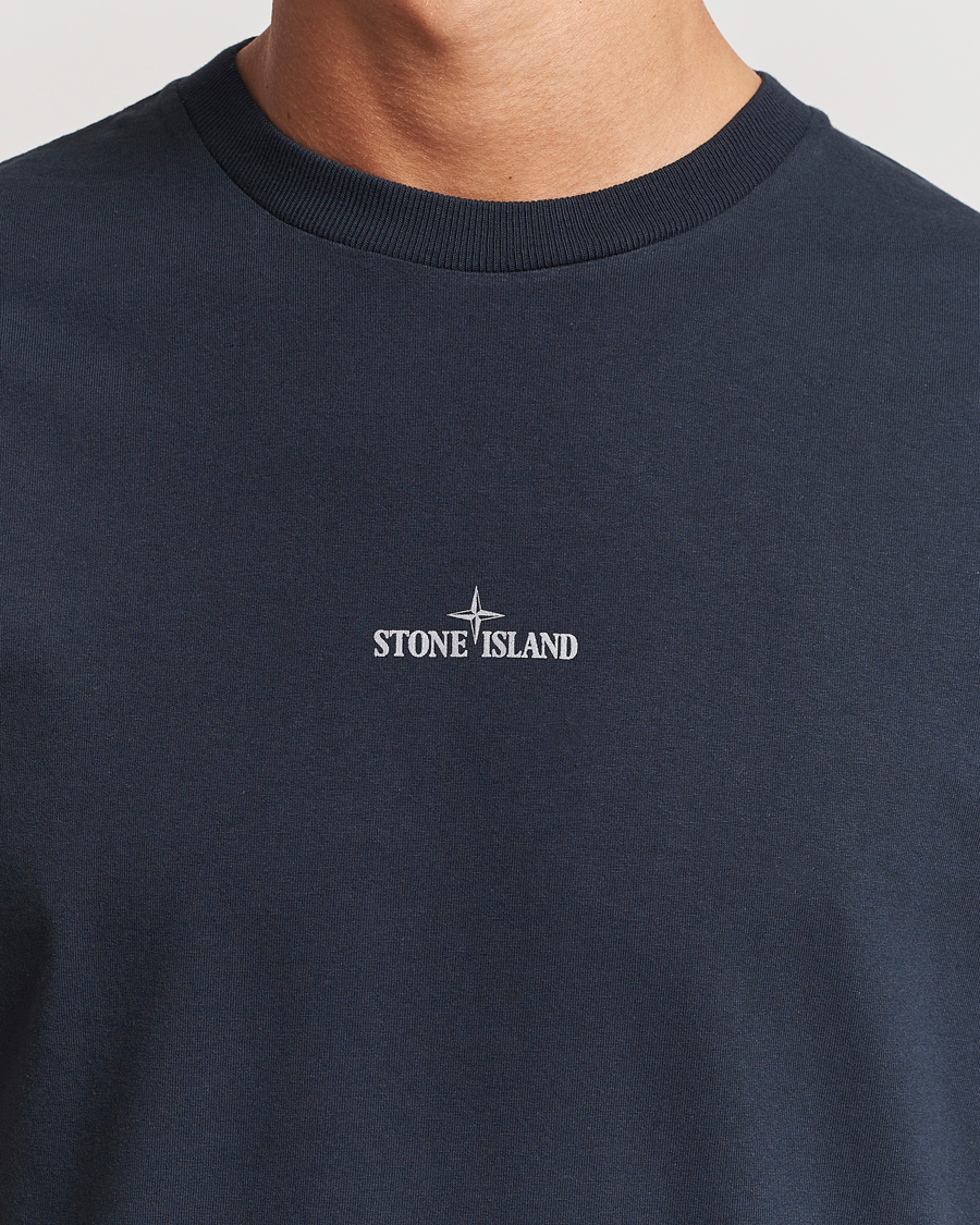 Herr | T-Shirts | Stone Island | Garment Dyed Jersey Logo T-Shirt Navy Blue