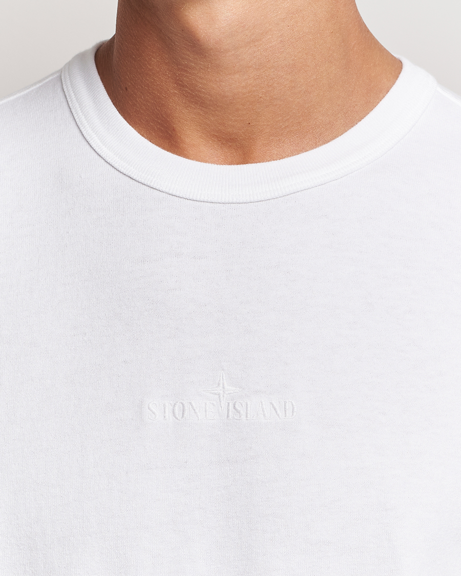 Herr | T-Shirts | Stone Island | Old Dyed Cotton Logo T-Shirt White