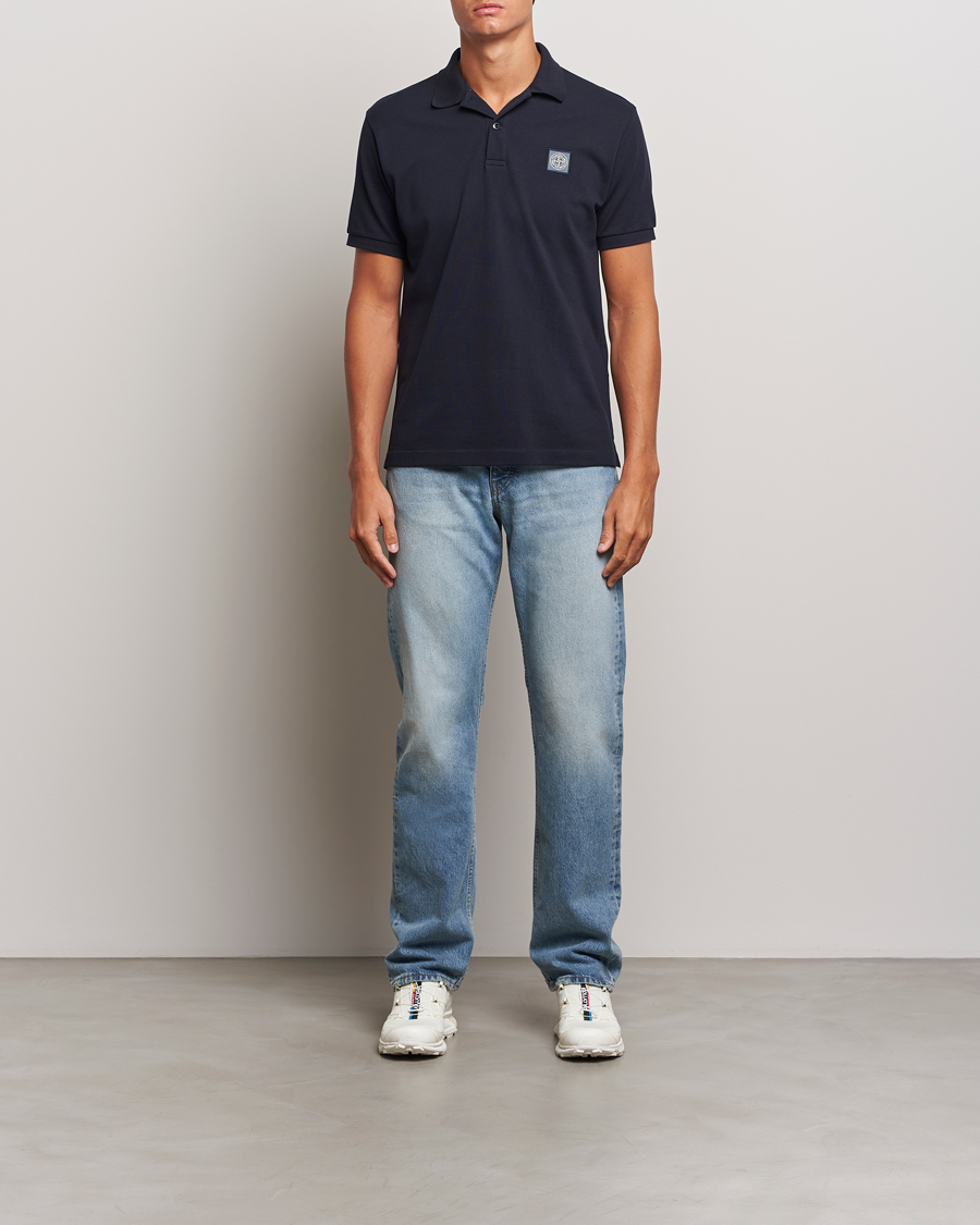 Herr | Pikéer | Stone Island | Cotton Pique Polo Navy Blue