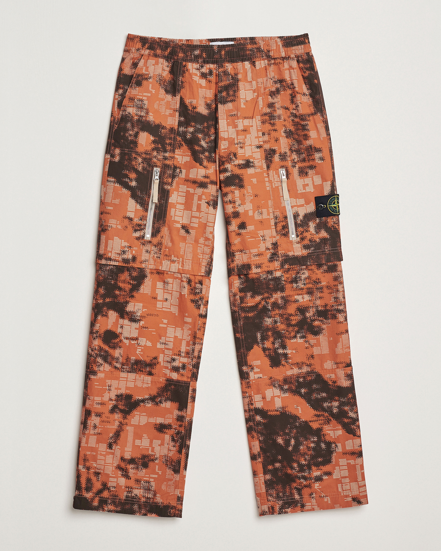 Herr | Byxor | Stone Island | Brused Cotton Canvas Camo Cargo Pants Orange