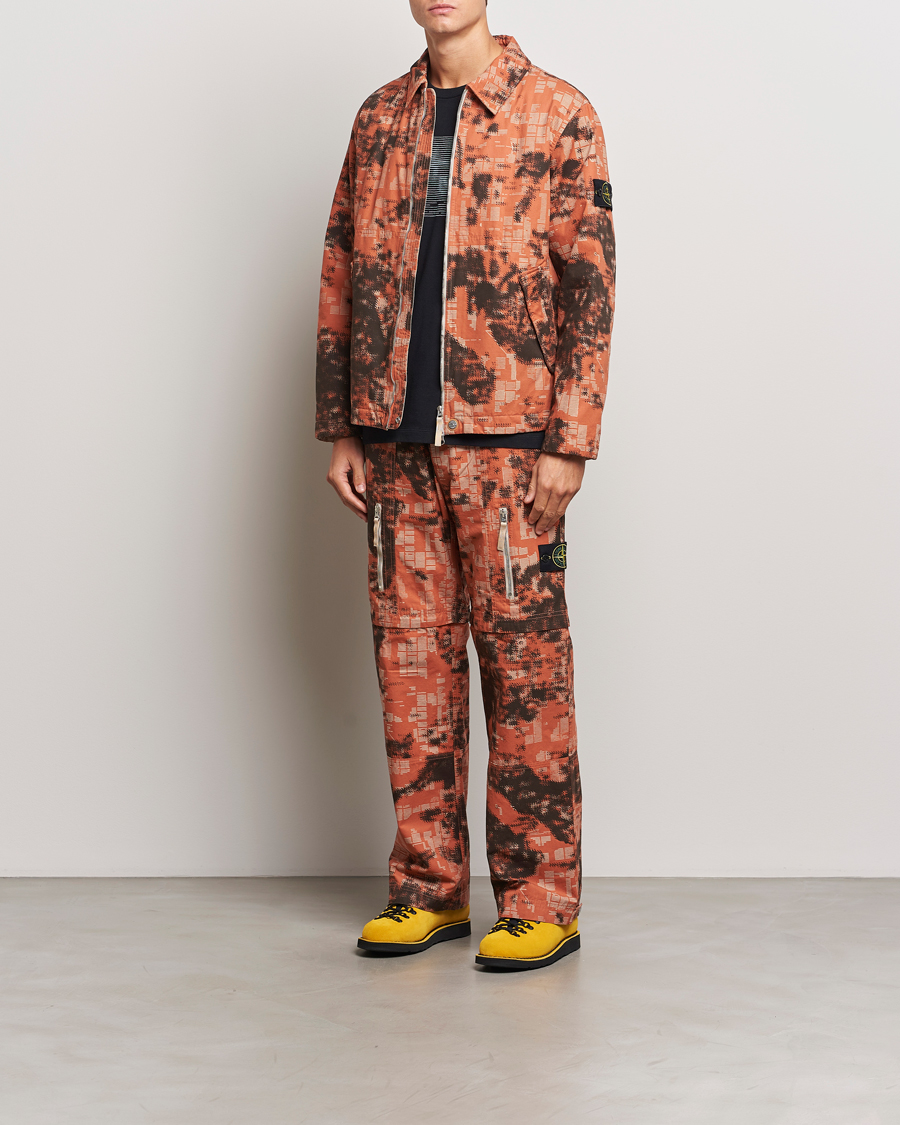 Herr | Byxor | Stone Island | Brused Cotton Canvas Camo Cargo Pants Orange