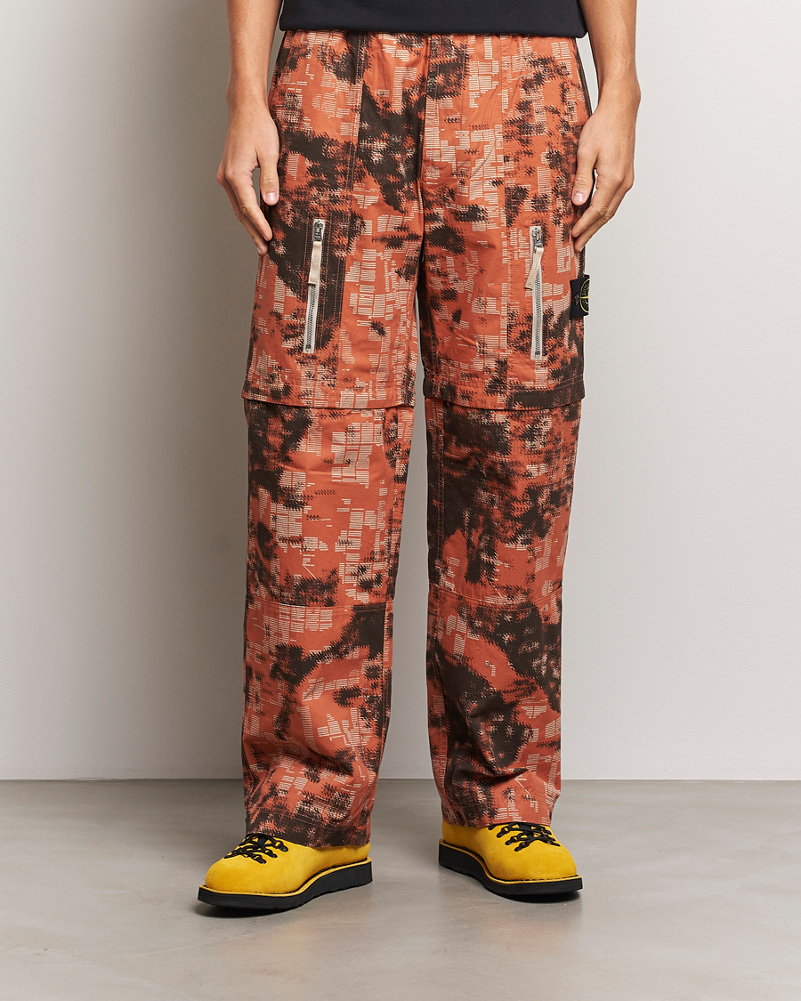 Herr | Byxor | Stone Island | Brused Cotton Canvas Camo Cargo Pants Orange